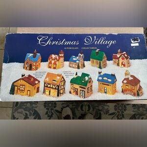 Vintage Christmas village in box